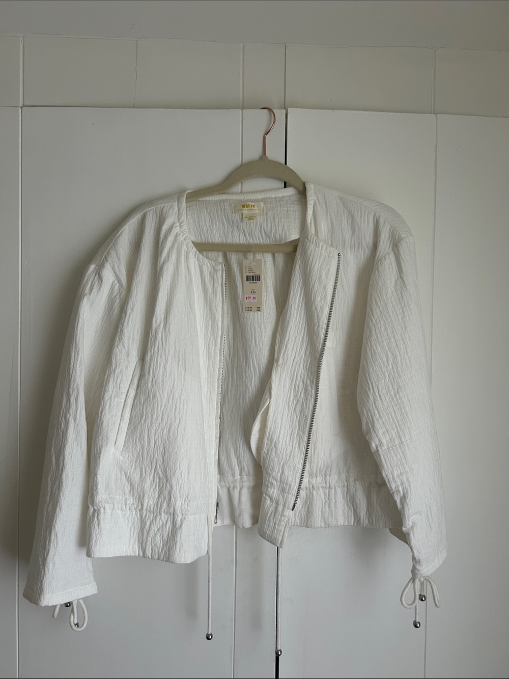 Anthropologie Maeve White Lightweight Textured Bomber Jacket - Women